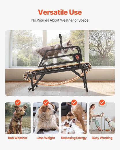 VEVOR Dog Treadmill for Large/Medium Dogs with Brake, Slatmill with 3 Adjustable Ramps, Doggy Pacer to Unleash Joy, Keep Active & Fit, Supports Up to 330 lbs