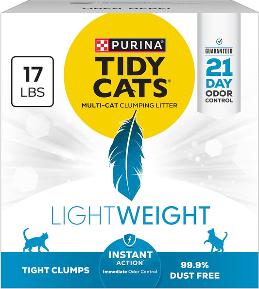 Purina Tidy Cats LightWeight Instant Action, Odor control, Multi-Cat, Clumping, 99.9 Percent Dust Free Cat Litter - 17 lb. Box