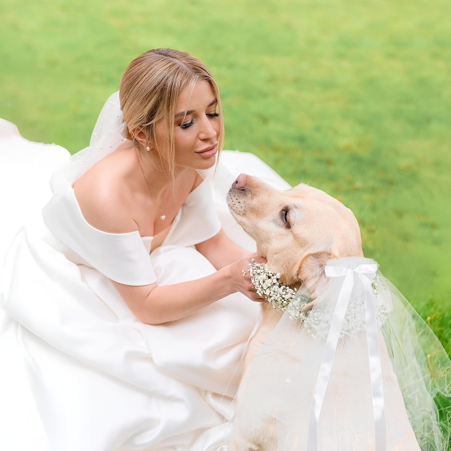 Dog Bow Bride Veil, Pet Wedding Veil with Clip White Dogs Veils Dress Handmade Two-Layer Dogs Headwear Wedding Outfit Hair Accessories for Birthday Weddings Party Decorations