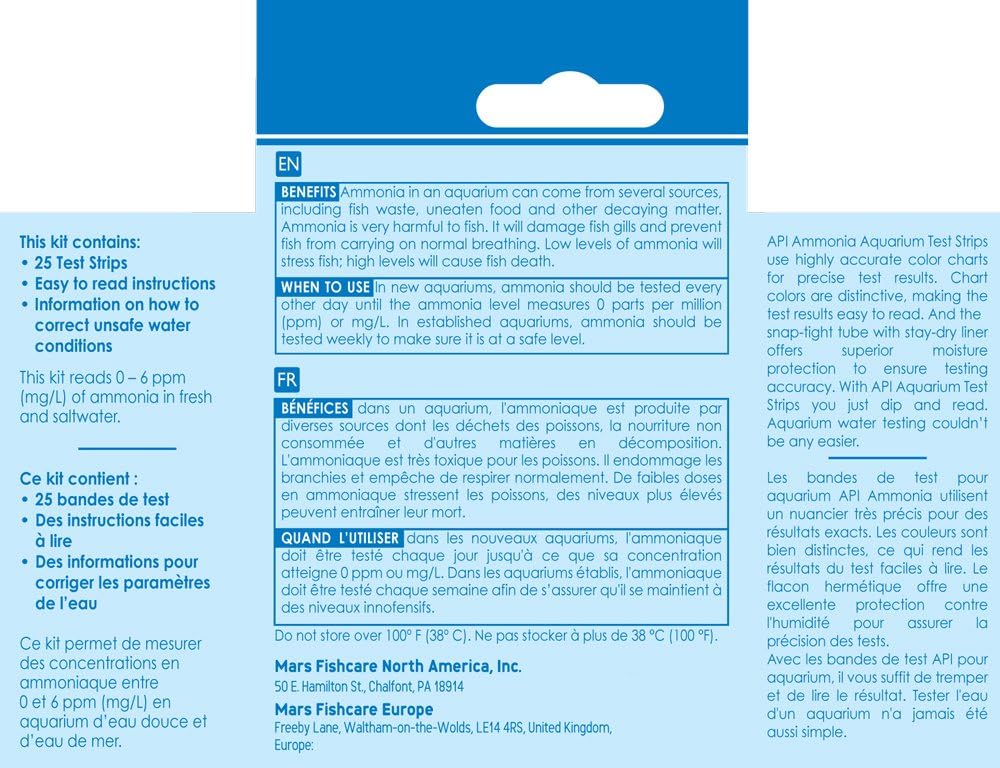 API Test Strips Ammonia