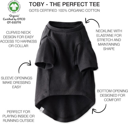 Toby 3-Pack 100% Organic Cotton Dog Short Sleeve T-Shirt Pet Tees for All Breeds, Gray Ombre, Medium (20-45 lbs)