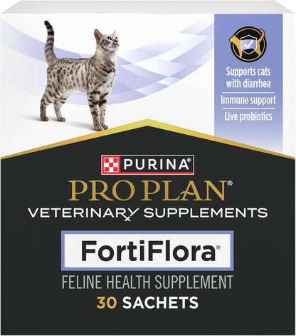 Purina Pro Plan Veterinary Supplements FortiFlora Probiotics for Cats for Digestive Gut Health and Diarrhea - 30 ct. Box