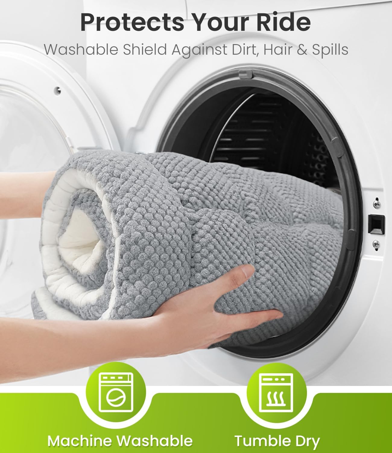 Zanch Thick Supportive Dog Car Bed for Car Backseat, Soft Non-Slip Travel Car Blanket Seat Cover with Joint Protection, Fits SUVs, Trucks & Backseat Extenders [Grey, 52.36"×24.8"]