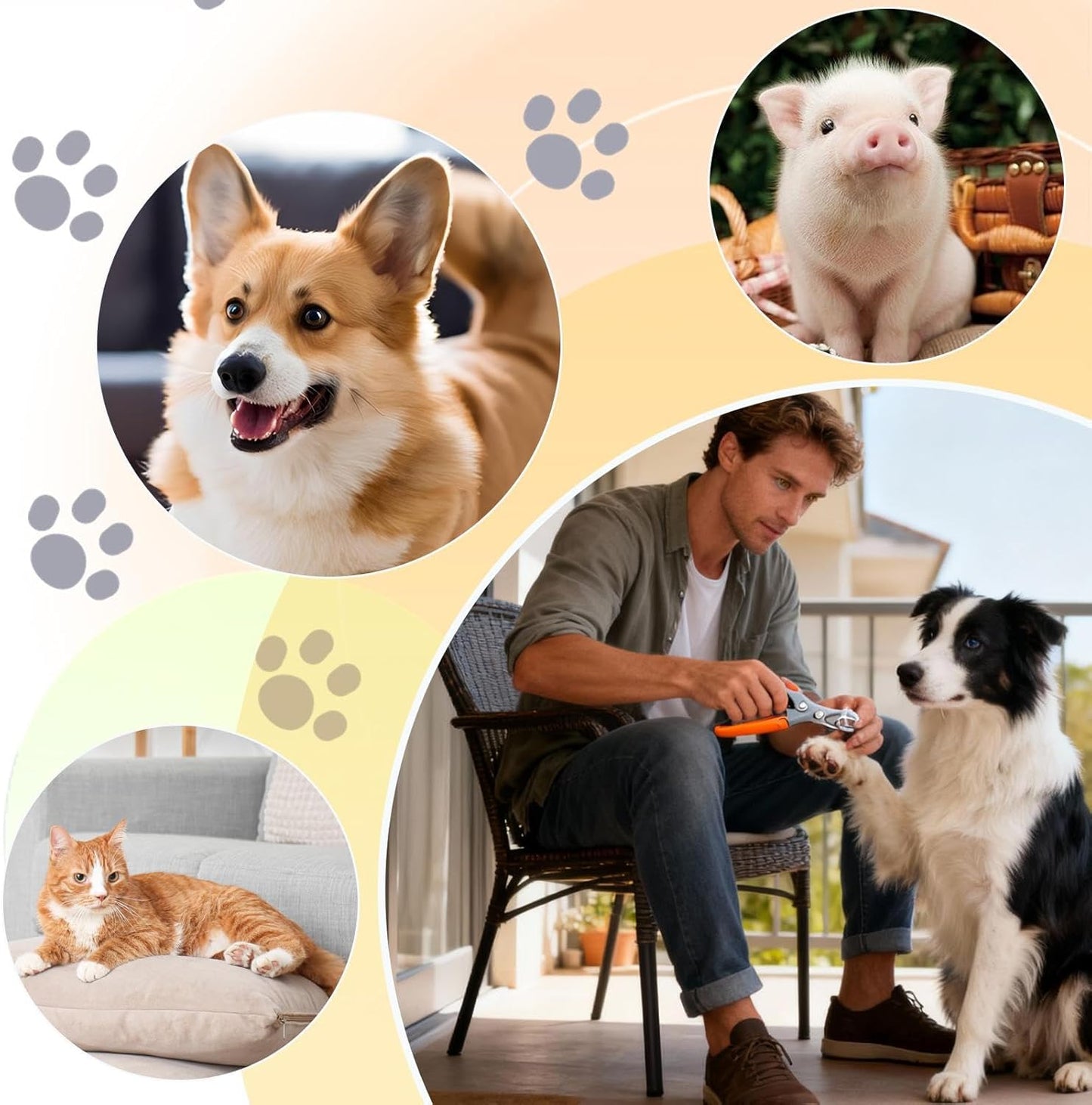 Cat Nail Clipper - Pet Grooming Trimmer with Magnifying Mirror, Ergonomic Dog Toenail Clippers | Gentle Grooming Scissors for Kitten Puppy Rabbit Hamster Small Animal Care, Salon Trimming