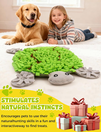 Snuffle Mat for Dogs, Turtle Design 28.8''×22.8 ''Inch Large Snuffle Mat for Dogs, Slow Feeder Dog Food Mat, Mental Stimulation Enrichment Puzzle Feeder Dog Toy for Anxiety Relief (Green)