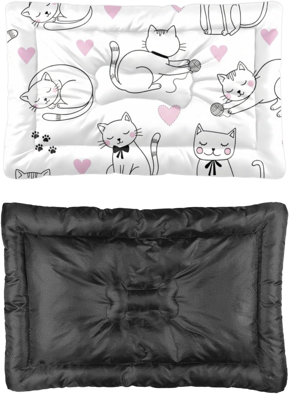 Ultra Soft Cat Bed with Anti-Slip Bottom, Cute Cats Pet Supplies Chew Proof Crate Pad Cat Bed for Desk Comfy Dog Kennel Mat for Indoor& Outdoor Sofa Cars, Machine Washable 24 X 36 Inch