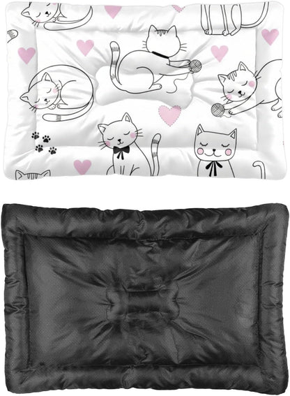 Ultra Soft Cat Bed with Anti-Slip Bottom, Cute Cats Pet Supplies Chew Proof Crate Pad Cat Bed for Desk Comfy Dog Kennel Mat for Indoor& Outdoor Sofa Cars, Machine Washable 24 X 36 Inch