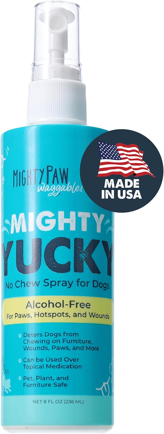 Mighty Paw Waggables Yucky No Chew Spray for Dog (Made in The USA) | Bitter Apple Sprayer for Pets to Stop Chewing. Dog Repellent Spray for Furniture. Anti Chew Sprayer Pets. (8 oz)