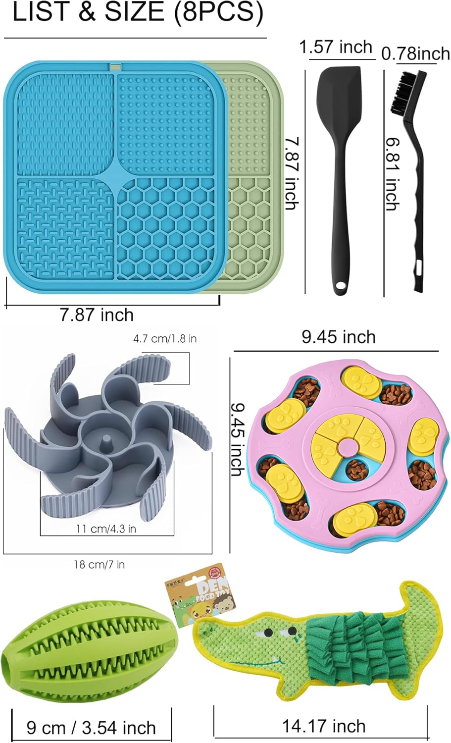 2pcs Dog Lick Mat, Slow Feeder Dog Bowls Insert and Puzzle Toys, Large Lick Mat with Suction Cups Slow Feeder Insert