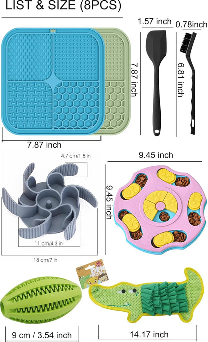 2pcs Dog Lick Mat, Slow Feeder Dog Bowls Insert and Puzzle Toys, Large Lick Mat with Suction Cups Slow Feeder Insert