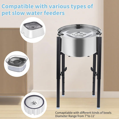 Adjustable Stand for Dog Water Fountains and Pet Slow Water Feeder - Compatible with Automatic Water/Food Dispensers | Width and Height Elevated Holder for Dog Water Bowl Dispenser