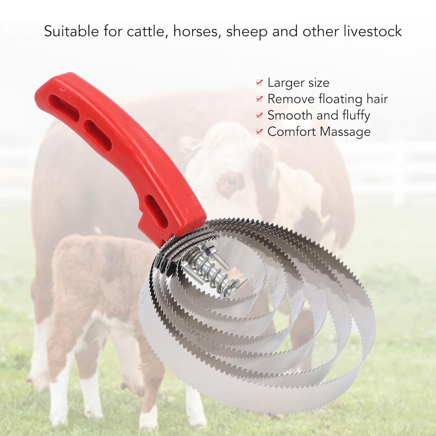 3pcs Horse Curry Comb Set, Stainless Steel Grooming Comb for Horses, Multipurpose Double Sided Design with 4 Rings 5 Rings 6 Rings, Comfortable Handle for Cattle Goat Dogs and Othe