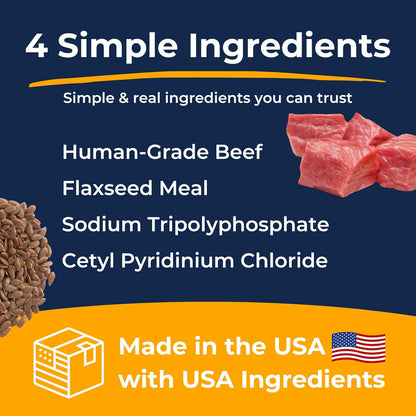 Tartar Shield Dental Sprinkles | Dog & Cat Food Topper Additive | Fights Tartar Plaque & Bad Breath Cleans Teeth & Gums | Pet Oral Health Support | USA Made | Low Calorie Human-Grade Beef