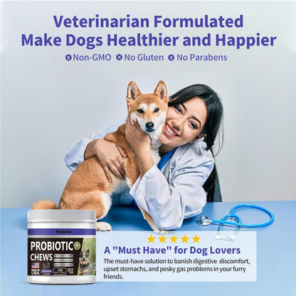 Probiotics for Dogs, Improve Yeast Balance, Itchy Skin Itchy Ears, Gut Health, Allergies, Immunity, Dog Probiotics and Digestive Enzymes with Prebiotics - Reduce Diarrhea (Chicken, 120 Chews)