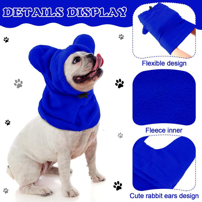 Winter Dog Hats Quiet Ears for Dogs Ear Muffs Pet Neck Warmer Scarf Hoodie Noise Protection Cover Beanie Head Wrap Costume for Pet Dog Cats(Blue,S)