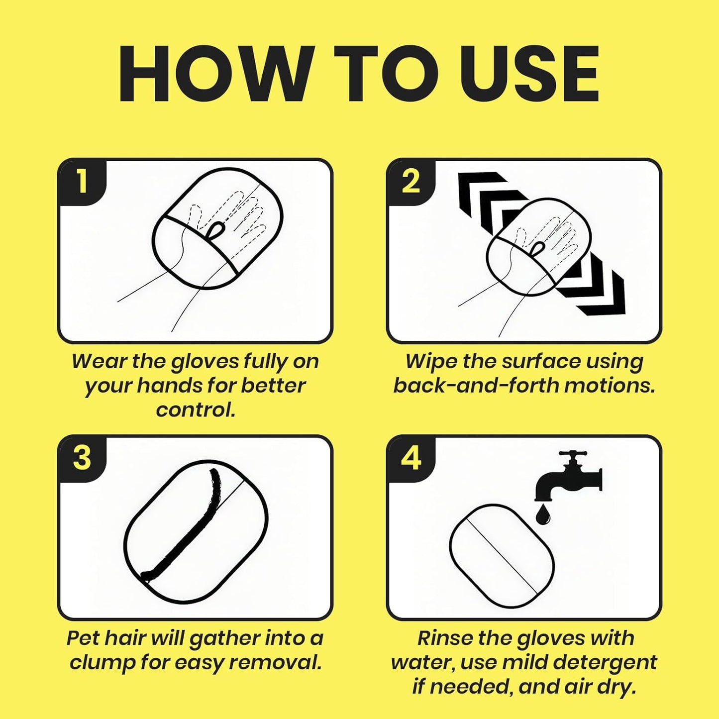 DELOMO Electrostatic Pet Hair Removal Glove: Pet Hair Mitt Glove for Cats & Dogs, Reusable Magic Brush Pet Hair Remover Glove for Couch, Carpet, Furniture, Car Seat & Clothing