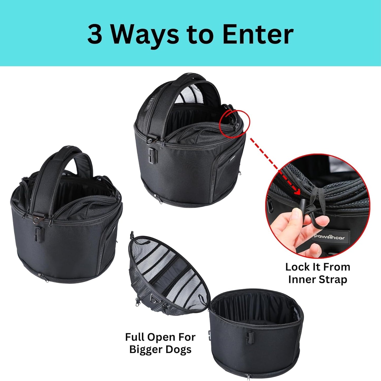 Crash-Tested Dog Car Carrier (Test with FMVSS 213b - 5 Star Safety Rated by CPS) | 3-in-1 Small Dog Car Seat, Portable Pet Carrier, Enclosed Cat Bed & Carseat | Best for Safe Travel (Up to 15lbs)