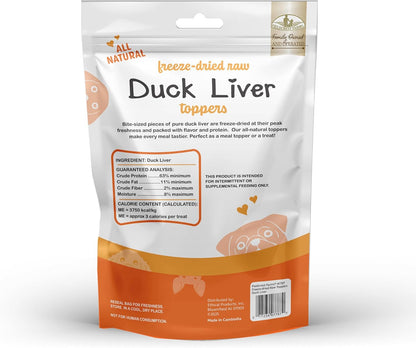 Fieldcrest Farms Duck Liver Toppers – Freeze-Dried Raw Single Ingredient Dog Food Topper, High Protein, All-Natural & Grain-Free, 12 oz.