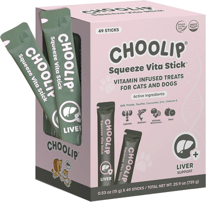 Choolip Bundle | 49 Variety Squeeze Vita Sticks + 49 Liver Support Squeeze Vita Sticks with Essential multivitamins [Both Products are for Cats & Dogs of All Life Stages]
