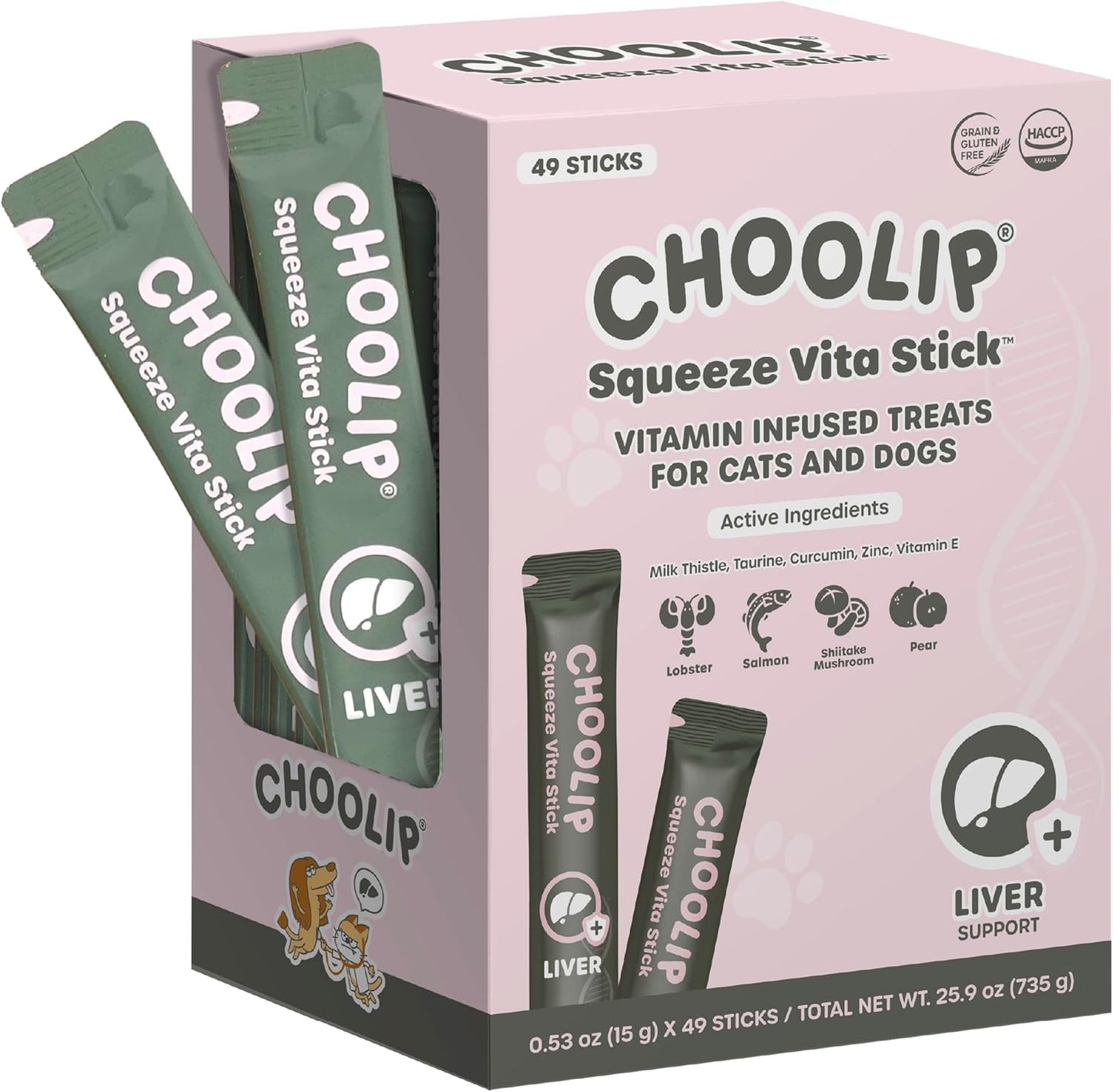 Choolip Bundle | 20pc Jumbo Squeeze Vita Sticks with Essential multivitamins + 49 Liver Support Squeeze Vita Sticks with Essential multivitamins [Both Products are for Cats & Dogs of All Life Stages]