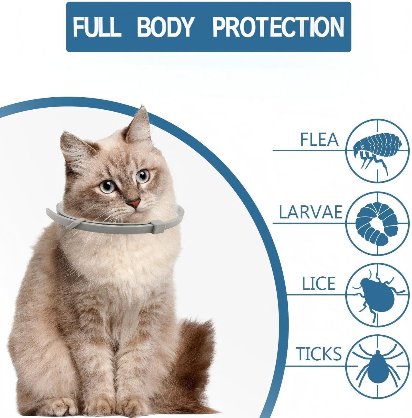 Flea and Tick Collar for Cats, 2 Pack Flea Collar for Cats, Offers 12 Months Protection, Waterproof, Adjustable, One Size Fits All Cat