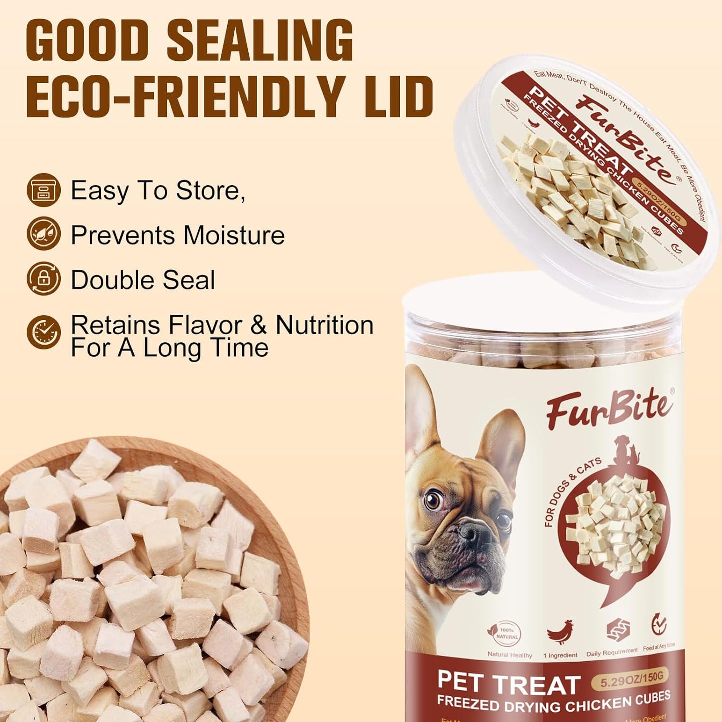 Freeze Dried Chicken for Cat & Dog Treats, Pet Training Dehydrated Snack for Dogs,Natural Single Ingredient High Protein Chickens Breast Snacks,Cat Jerky Chews for Dog