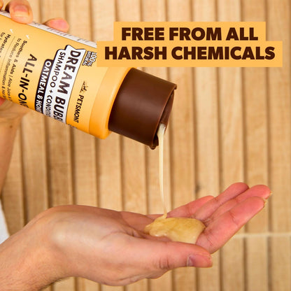 Petsmont Dream Bubbles Organic Shampoo + Conditioner for Dogs and Cats - Oatmeal Shampoo for Sensitive Skin, Anti Itch Conditioner 2 in 1 Dog Itch Relief - 16oz