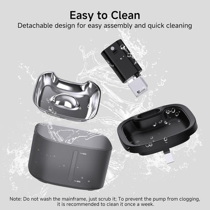 Wireless Cat Water Fountain with Stainless Steel Tray, 3.5L/118oz Rechargeable Battery Pet Water Dispenser, Ultra-Quiet Indoor Fountain with Motion Sensor, BPA-Free(2Filters)