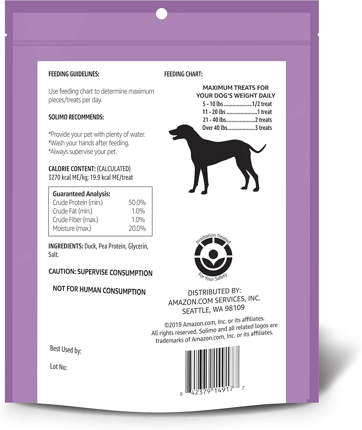 Amazon Brand - Solimo Duck Jerky Dog Treats,2 pounds