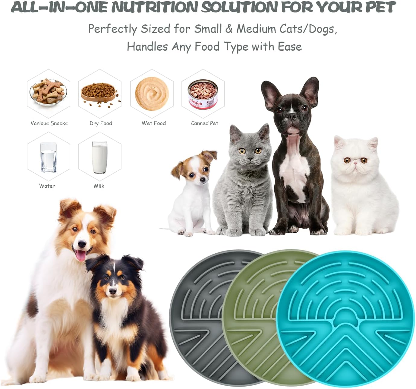 Lesipee Slow Feeder Dog Bowl for Large & Small Pets, Anti Choking Puzzle Dog Food Lick Mat with Non-Slip Base, Interactive Pet Slow Eating, Silicone Licking Mat Cat Feeding Bowl for Puppies & Cats