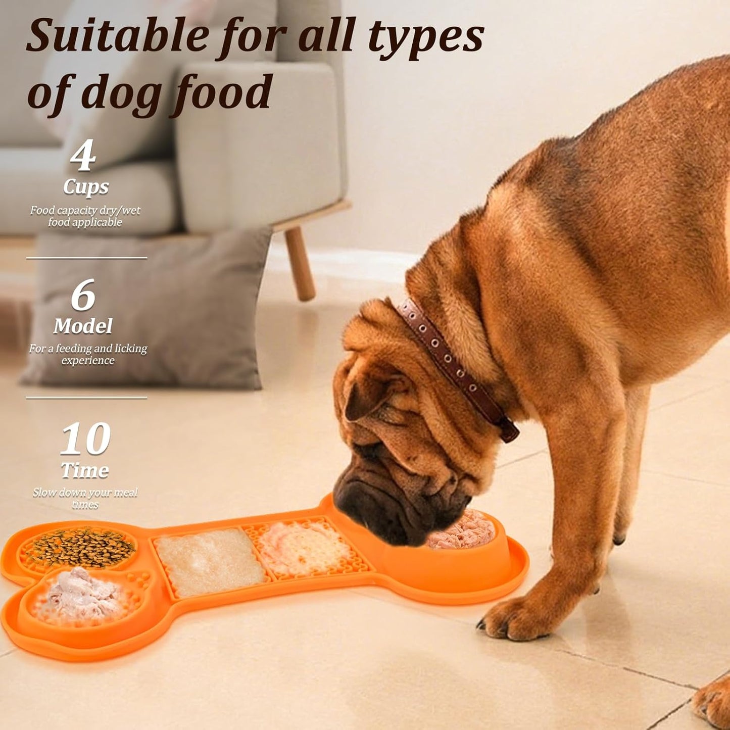 Silicone Slow Feeder Bowl, Lick Mat with Suction Cups for All Breed Dogs, Snuffle Feeding Mat for Bored Puppy Anxiety Relief, Licking Mat for Dry and Wet Food, Grey