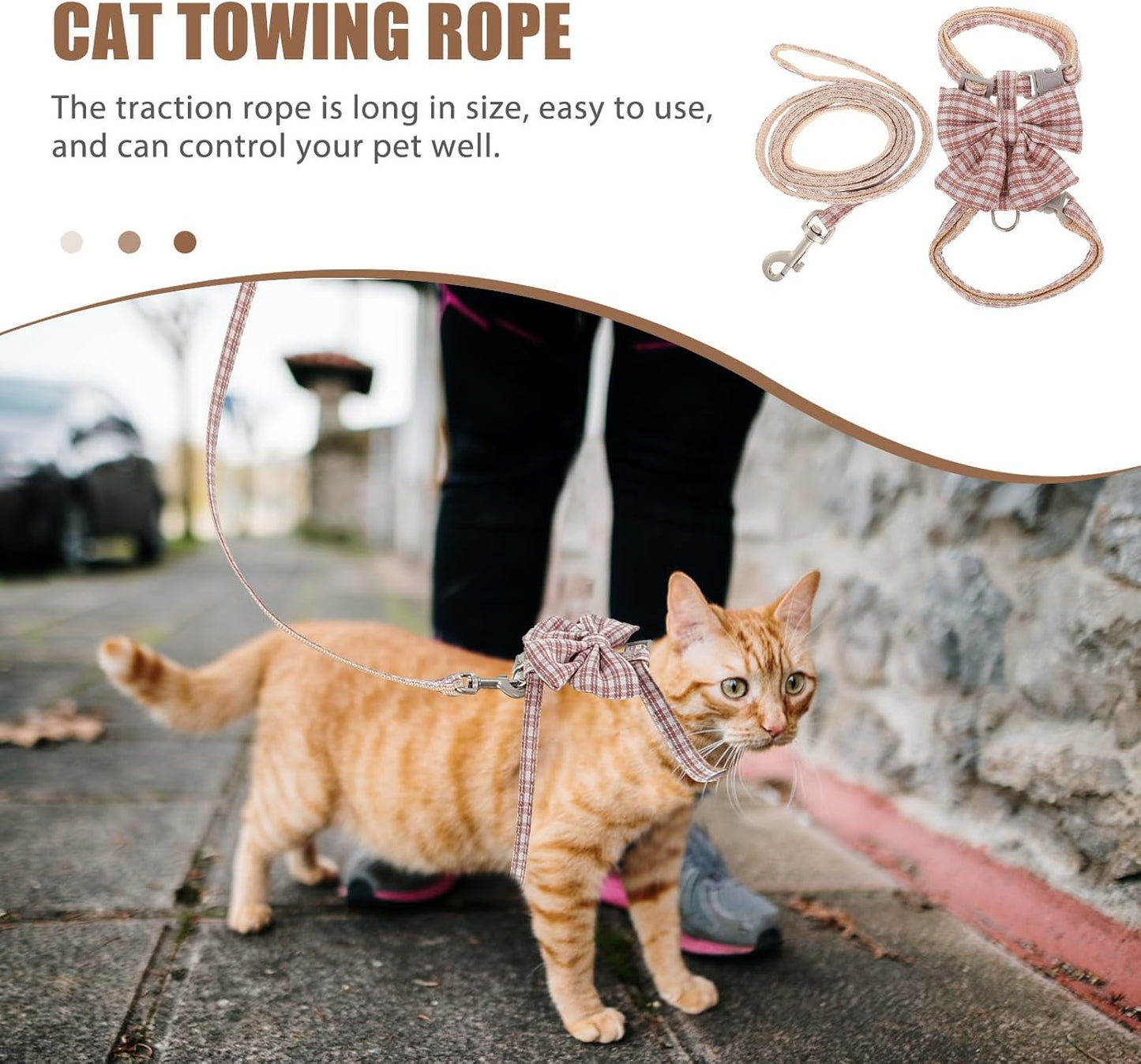 Happyyami Adjustable Cat Harness and Leash Set, No-Escape Soft Pink Vest with 1.0M Traction Rope for Small Cats 3-7 Lbs, Outdoor Walking and Control Pet Supplies