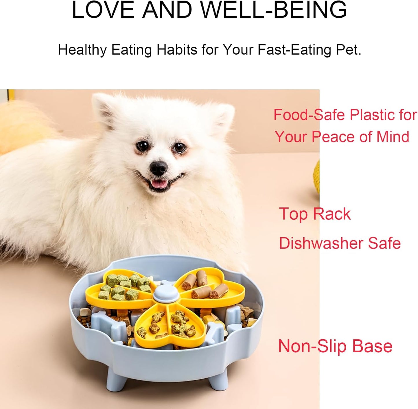 Elevated Slow Feeder Bowl for Cats and Dogs - Raised Puzzle Food Dish with Non-Slip Stand, Anti-Choke Maze Design for Fast Eaters, Indoor Pets - Improves Digestion for Kittens, Puppies (Blue)