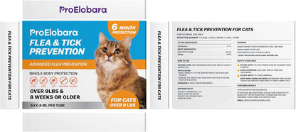 Topical Flea and Tick for Large Cats: Waterproof Topical Cat Flea and Tick – Fast-Acting & Long-Lasting at Home Control for Cats Over 9 lbs and 8 Weeks or Older – 6-Dose Supply