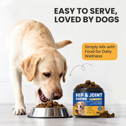 Glucosamine for Dogs Hip and Joint Supplement Chews, Chondroitin Joint Care for Dogs, Joints Chews for Dog, Dog Supplement for Pain Relief - 60-Day Satisfaction Guarantee -180 Ct