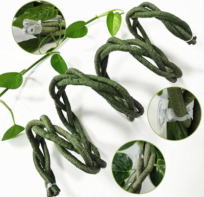 Reptile Vines, Flexible Snake Climbing Branch, Climber Chameleon Cage Vines Habitat Decor and Ball Python Terrarium Plants with Suction Cups for Chameleon Geckos Lizards Frogs