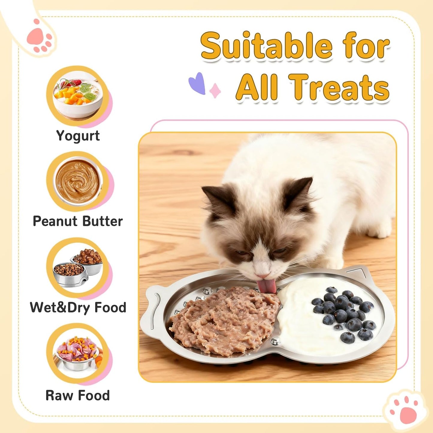 Stainless Steel Lick Mat for Dogs & Cats, 2 Pack Dog Lick Mat with Non-Slip Base, Dog Licking Mat for Anxiety Relief, Cat Slow Feeder