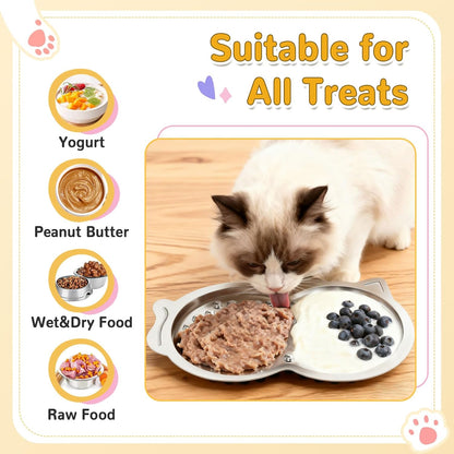 Stainless Steel Lick Mat for Dogs & Cats, 2 Pack Dog Lick Mat with Non-Slip Base, Dog Licking Mat for Anxiety Relief, Cat Slow Feeder