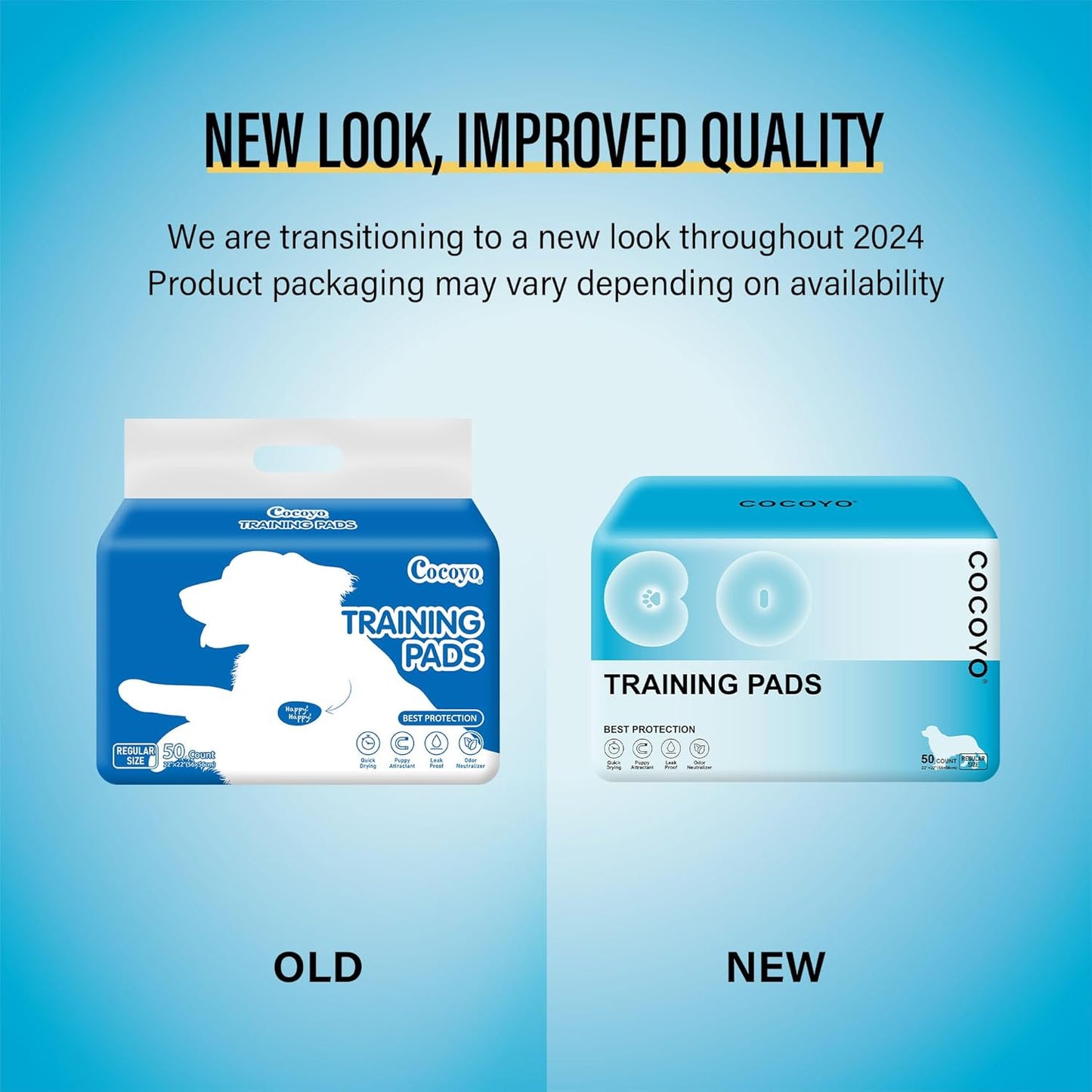 COCOYO Best Value 22"x22" Dog Training Pads 50 Count | Dog Pee Pads | Super Absorbent Puppy Pads,White