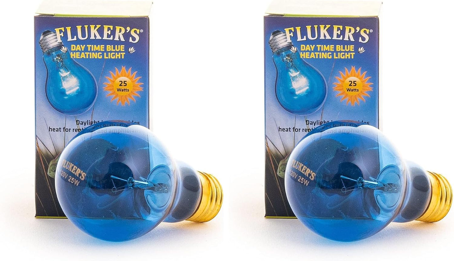 Fluker's Reptile Incandescent Blue Daylight Bulb for Reptiles and Amphibians, 25 Watt (Pack of 2)