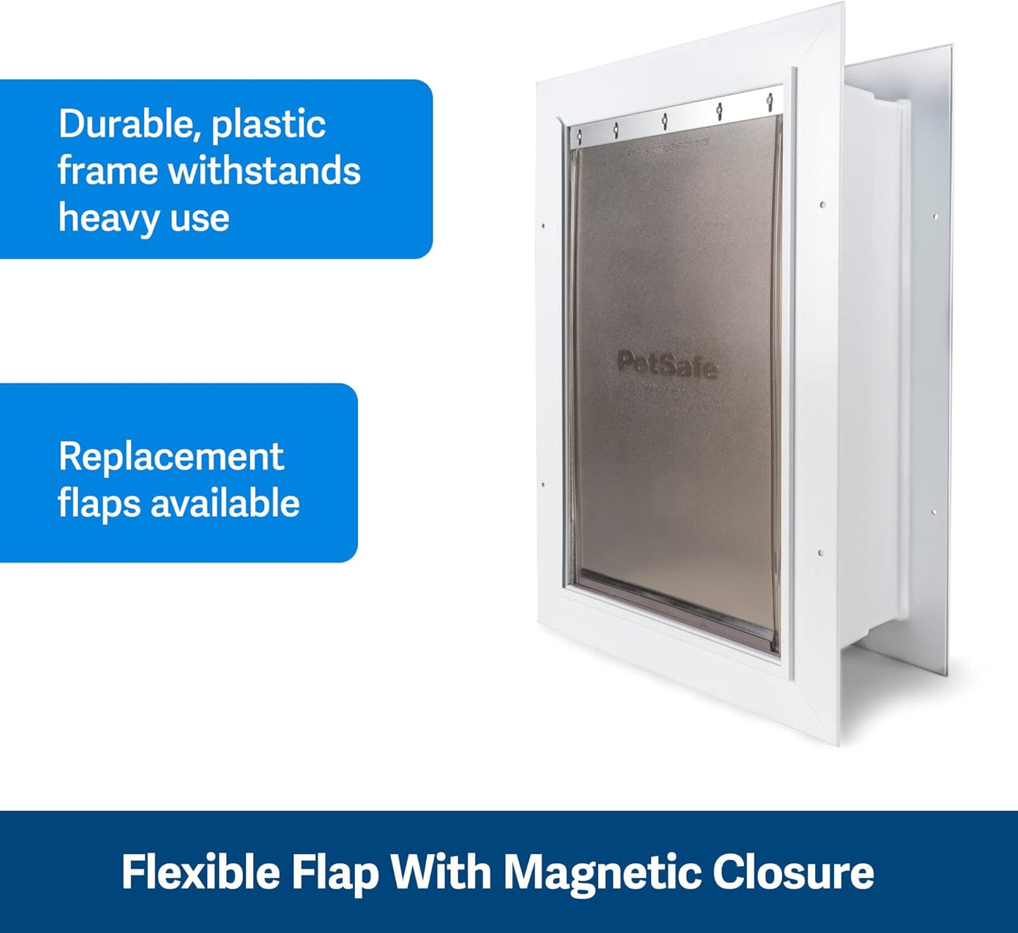 PetSafe Wall Entry Pet Door - Rust-Free Telescoping Frame - Easy Install for Interior & Exterior Walls 4 3/4" - 7" Thick - Large - for Pets Up to 100 Lb