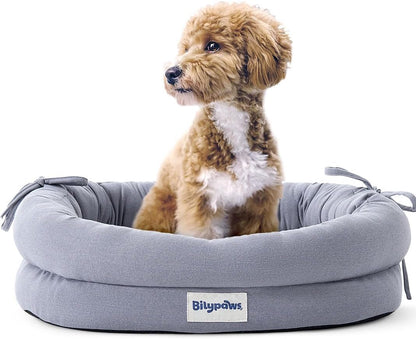 Orthopedic Dog Bed for Small Medium Size Dogs, Pet Sofa Bed with Egg Crate Foam, 4-Sided Bolster, Reversible Mattress, Removable Washable Cover & Anti-Slip Bottom, Light Gray