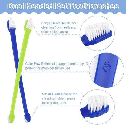 PEASUG 15 Pcs Dog Toothbrushes, Dual Headed Dental Hygiene Brushes, Soft Bristles Pet Toothbrush, Long Handle Dog Tooth Brushes for Small to Large Dogs, Cats, and Most Pets Dental Care