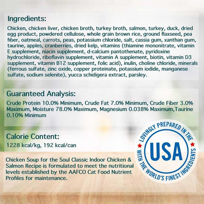 Chicken Soup For The Soul Pet Food Classic Wet Indoor Adult Cat Food, Chicken & Salmon Pate, 5.5 Ounce Can (Pack of 24) Soy Free, Corn Free, Wheat Free, Canned Cat Food Made with Real Ingredients