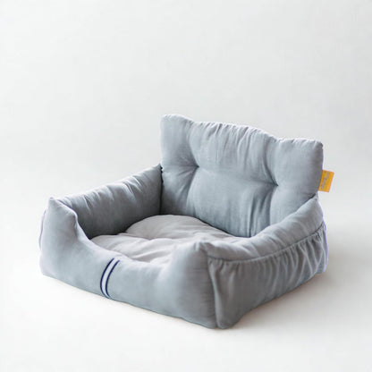 Futon Dog Car Bed for Small Dogs, Safety Seat Belt and Straps, Non-Slippery Bottom, Travel Bed, Elegant Design, Perfect for Dogs Under 25 Lbs