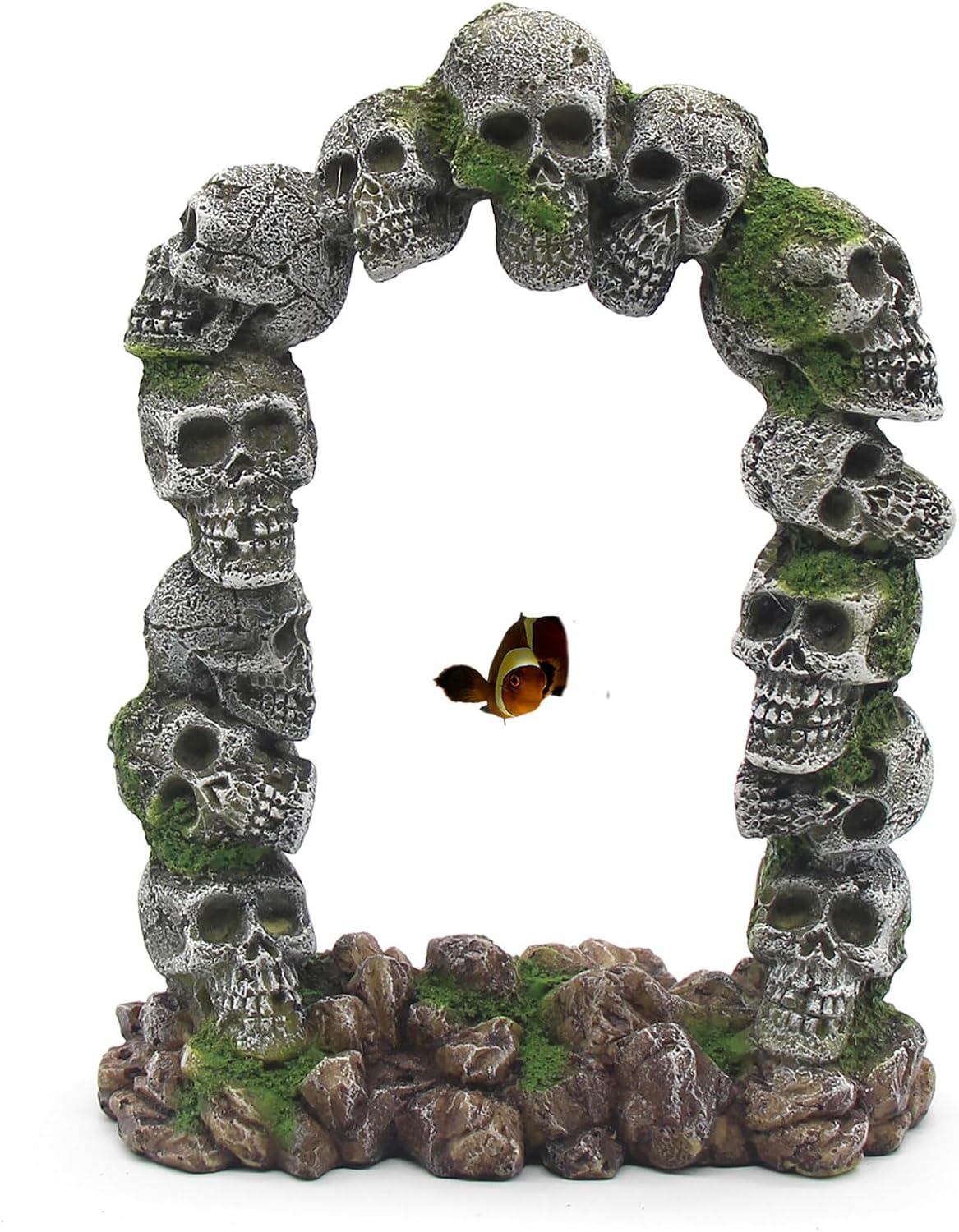 Aquarium Skull Cave Rocks, Reptile Tank Accessories, Fish Tank Decorations for Amphibians, Betta Fish, Shrimp, Hermit Crab, Leopard Gecko