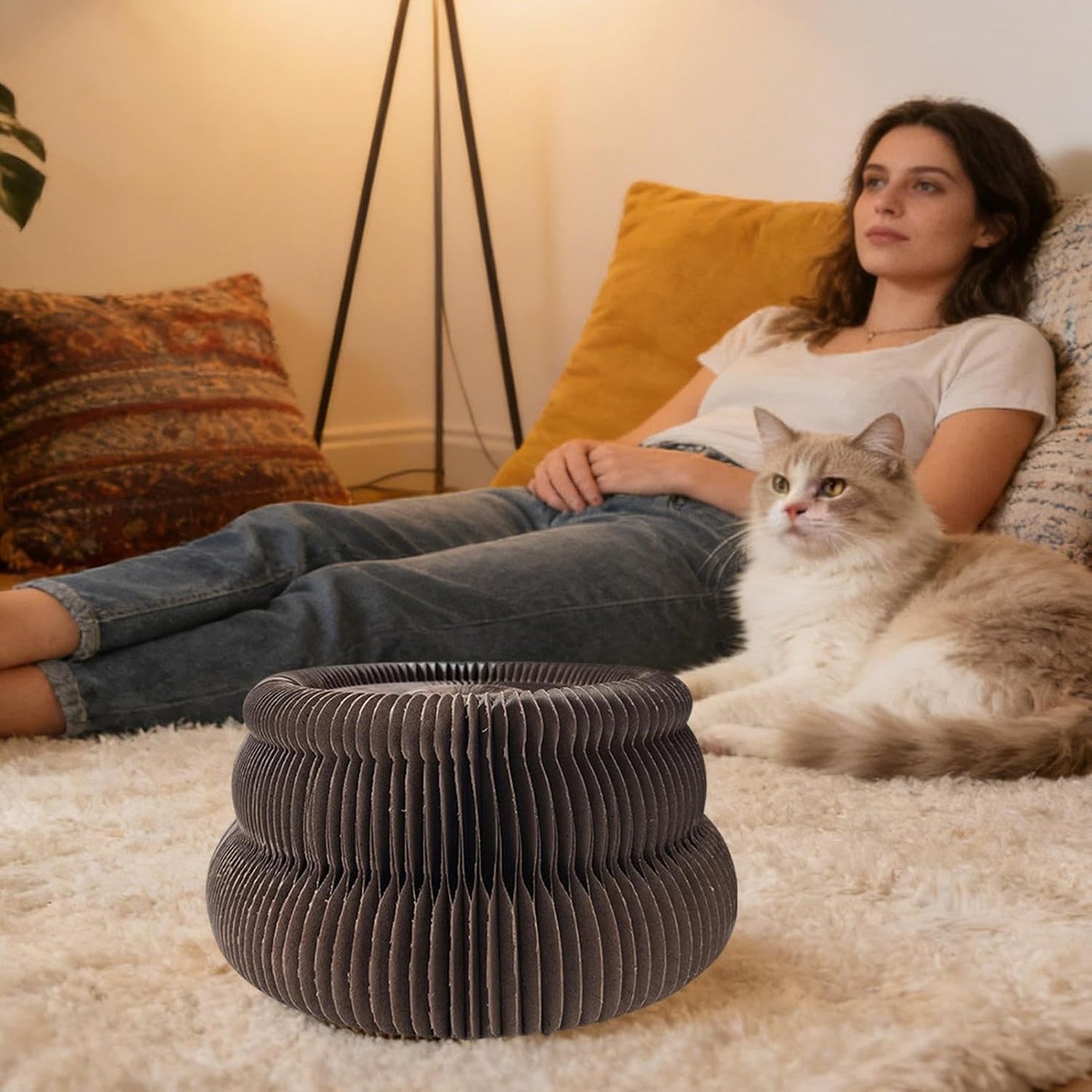 Cat Scratching Board Toy - Playful Kitten Cardboard Scratcher - Accordion Design Scratch Board,for Indoor Outdoor Home Farmhouse Apartment Garage Backyard Balcony Living Room Bedroom