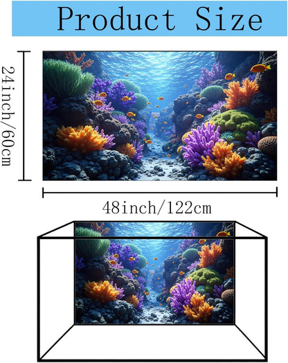 3 Pack Aquarium Background 48x24 inches Fabric Aquarium Background Fish Tank Undersea Corals Sunshines Rock Aquatic Plants