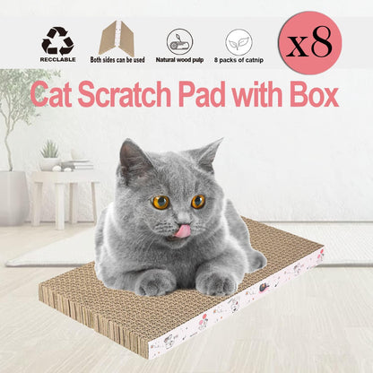 8 Packs in 1 Cat Scratch Pad, Cat Scratcher Cardboard,Reversible,Durable Recyclable Cardboard, Premium Scratch, Suitable for Cats to Rest, Grind Claws and Play