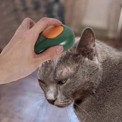 Mikikit 4-In-1 Avocado Shape Cat Steam Brush Self- pet Bathing Tool with Massage Comb for Indoor Cat Grooming and Fur Care